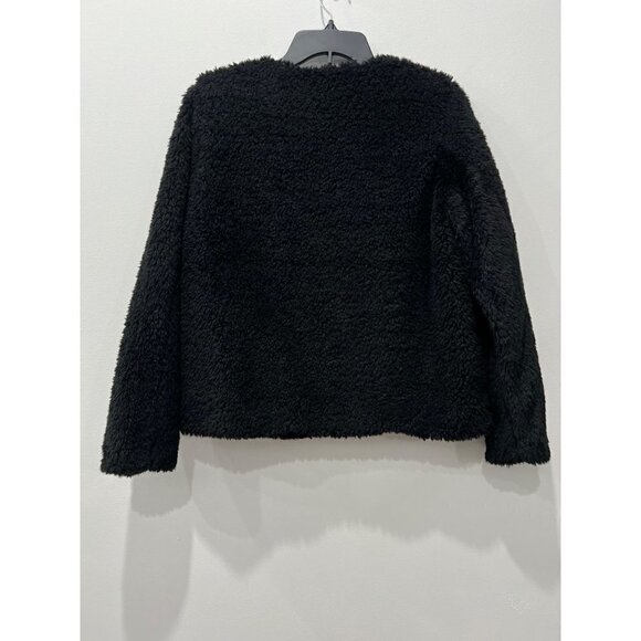 NWT Vero Moda Size M Amanda Faux Fur Teddy Jacket Black Button Front - Picture 9 of 14